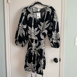 H&M linen blend wrap dress